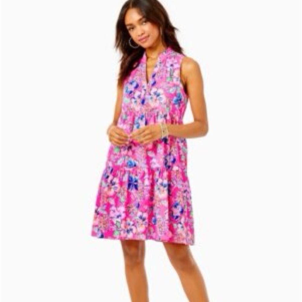 Lilly PulitzerβXS Pink Novella Floral Swing Dress Last Bud Not Least